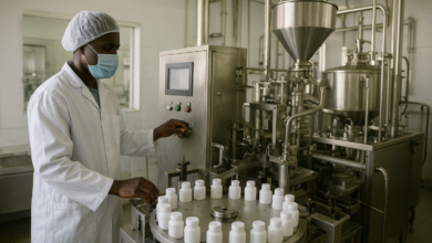 Instalações farmacêuticas industriais com equipamentos de produção de medicamentos em Moçambique