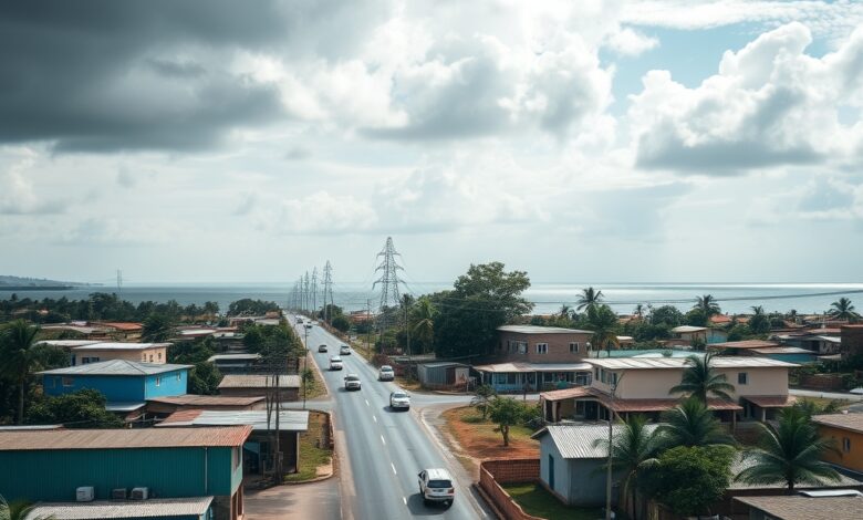 Comunidade costeira em Moçambique com vista para infra-estruturas resilientes face aos impactos das cheias e ciclones.